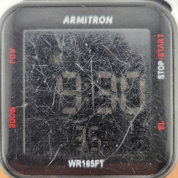Armitron Men's Digital Sports Watch Black Square Running Workout Timer 40/8417 - Picture 2 of 7